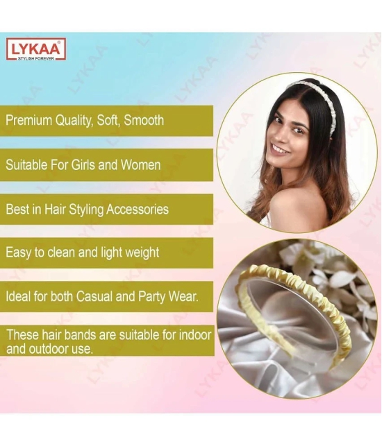 LYKAA Headbands Satin Silk Twine Beautiful Fancy Frill Hair Band For Girls Women, 4 Pcs Multicolor - Yellow