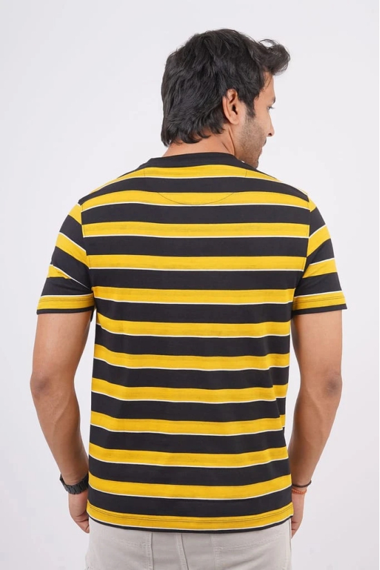 Men's Yellow Striped Crew Neck T-Shirt