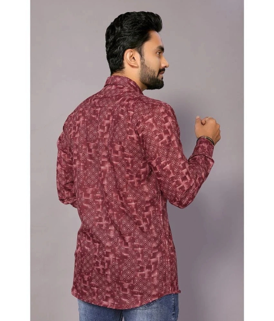 Anand Cotton Blend Regular Fit Printed Full Sleeves Mens Casual Shirt - Maroon ( Pack of 1 ) - None