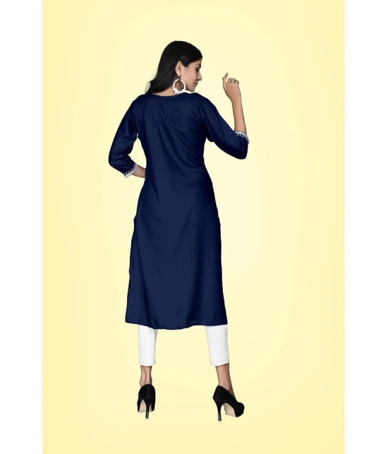 Kapadia - Navy Blue Rayon Womens Straight Kurti ( Pack of 1 ) - None