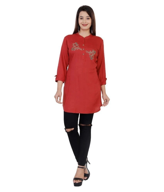 HIGHLIGHT FASHION EXPORT Rust Rayon Straight Kurti - S