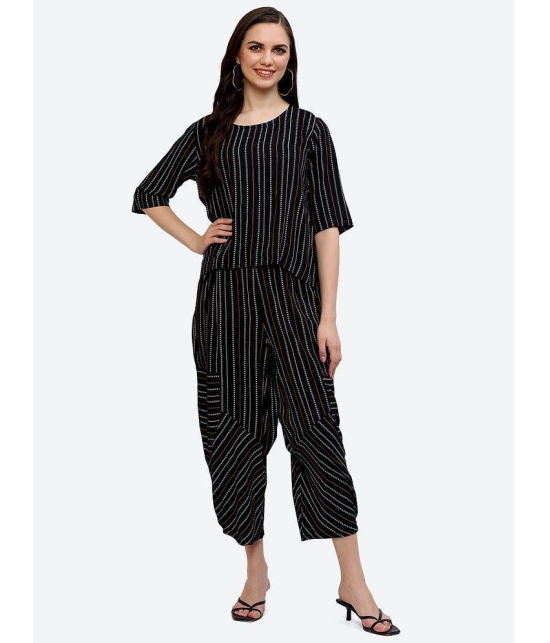 Baawri Black Color Stripe co ord set - None