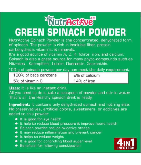 NutrActive Green Spinach Leaf Powder/ Palak Leaf Instant Soup 100 gm