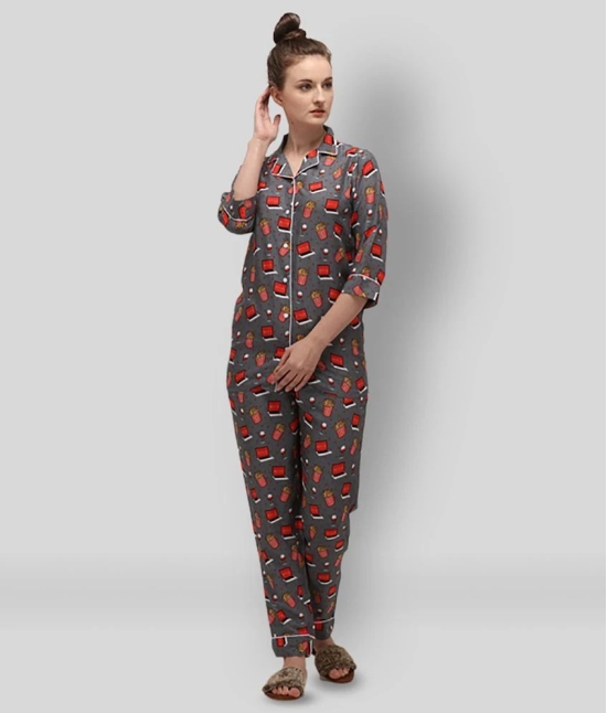 Berrylicious - Dark Grey Rayon Womens Nightwear Nightsuit Sets ( Pack of 1 ) - L