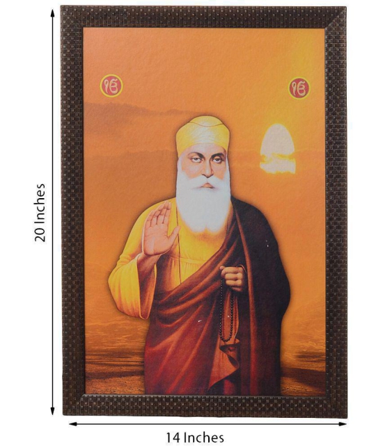 eCraftIndia Orange & Yellow Gurunanak Satin Framed UV Art Print Painting