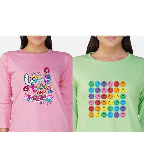 CHOZI - Multi Color Cotton Blend Regular Fit Womens T-Shirt ( Pack of 2 ) - None