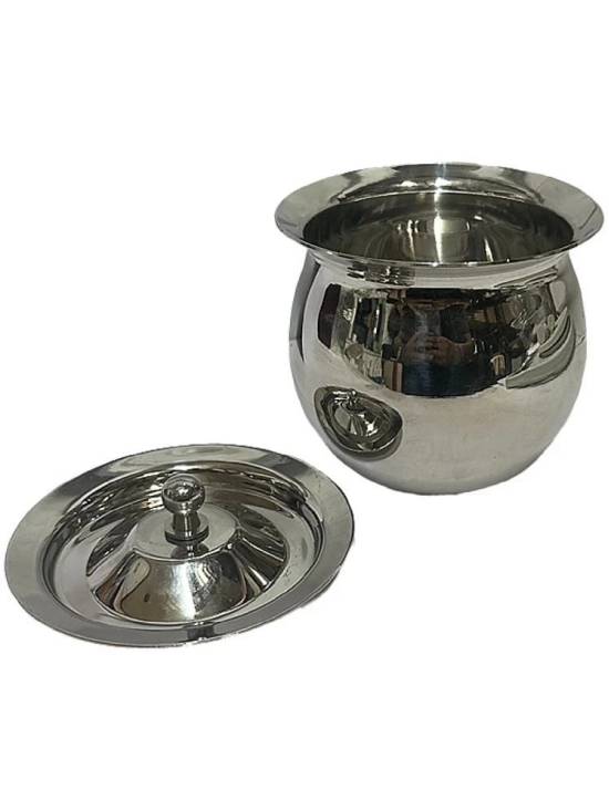 Dynore Ghee Pot Steel Silver Oil Container ( Set of 1 ) - Silver