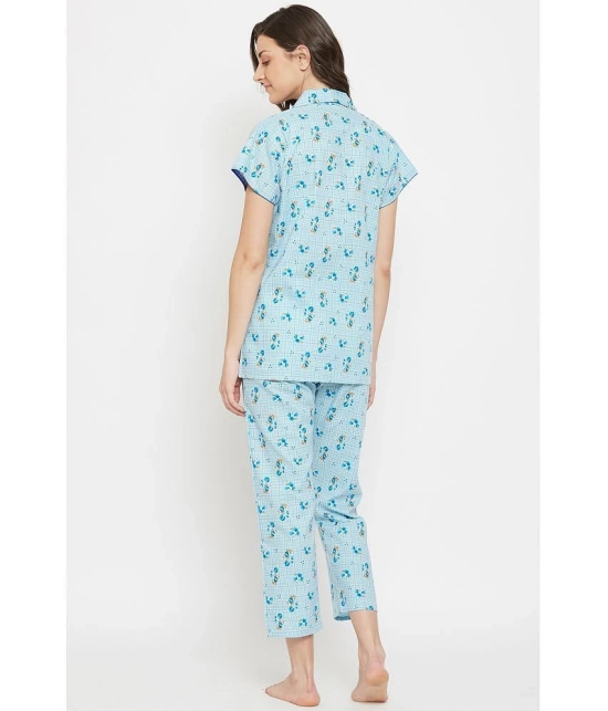 Clovia 100% Cotton Nightsuit Sets - Blue - None