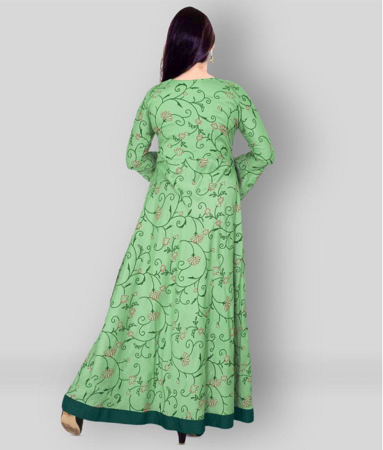 haya fashion - Green Rayon Women's Flared Kurti - M