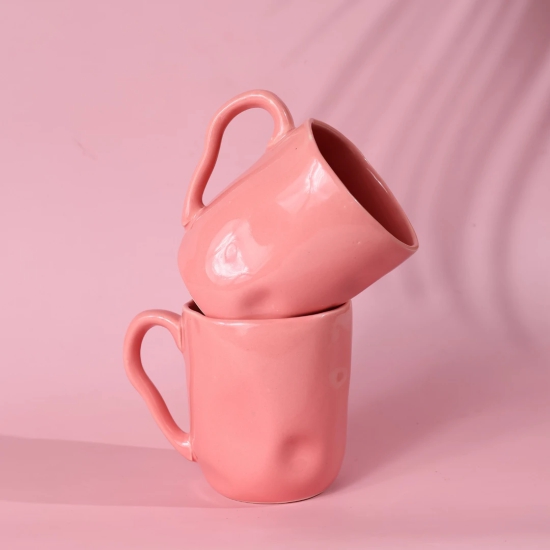 Pink Wavy Mug-Set of six