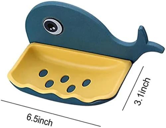 Fish Shape Soap Stand Holder for Bathroom Kitchen Double Layers Plastic Waterproof Wall Mounted Soap Bar Dish Holder Rack for Shower Wall, Kitchen, Bathroom (Pack of 4)