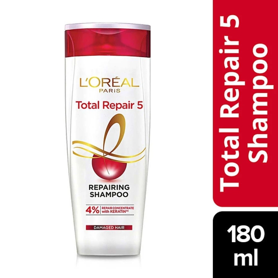 Loreal Paris Total Repair 5 Repairing Shampoo With Keratin Xs, 180 Ml Bottle(Savers Retail)