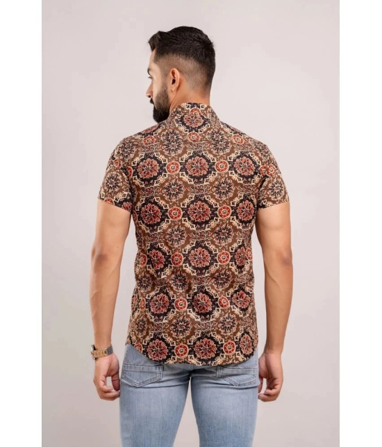 Frionkandy 100% Cotton Regular Fit Printed Half Sleeves Mens Casual Shirt - Brown ( Pack of 1 ) - None