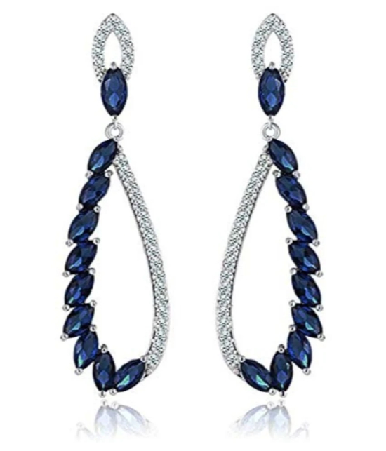 YouBella Silver Plated Fashion Stylish Fancy Party Wear Blue Earrings for Girl and Women - Blue