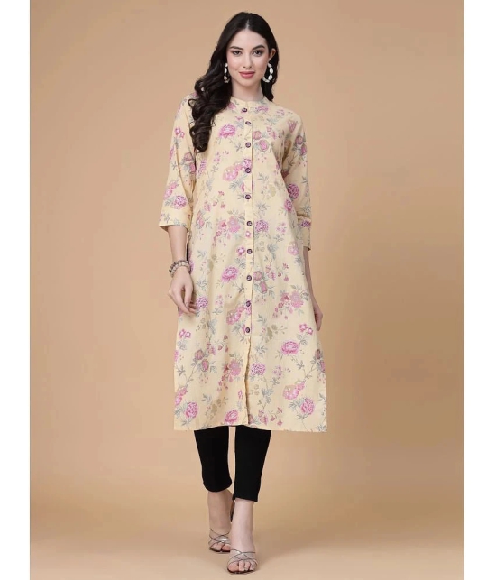 GOD BLESS Cotton Printed Front Slit Womens Kurti - Yellow ( Pack of 1 ) - None