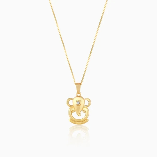 Golden Ganpati Pendant With Link Chain