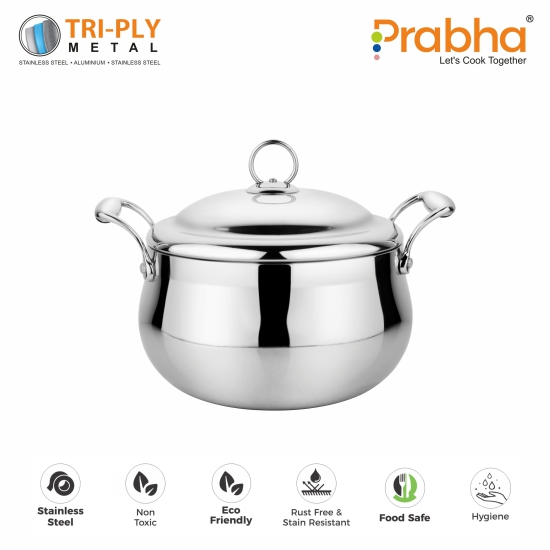 Prima Triply Belly Casserole With Lid-22CM / 4.8L