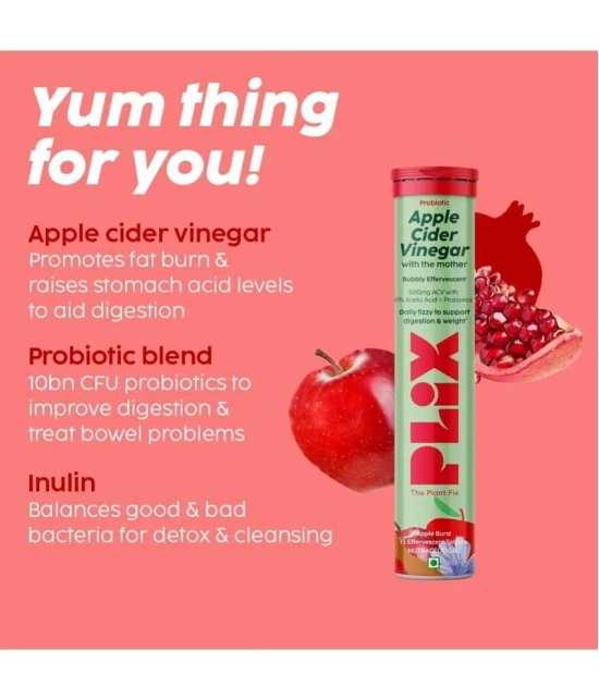 Plix Probiotic+ Apple Cider Vinegar Effervescent Tablets for Gut Health & Metabolism 3 x 15 Tablets