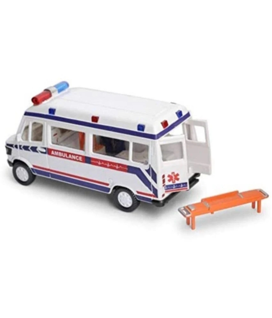 THRIFTKART - Ambulance Toy with Openable Tail Gate Detachable Stretcher Pull Back Action, White - White