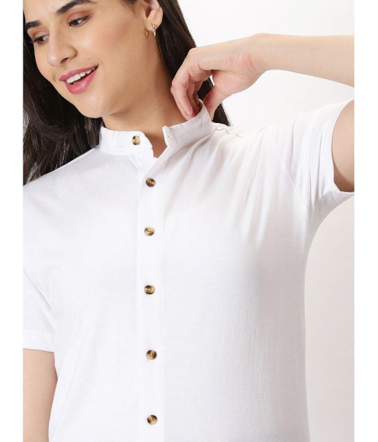 GESPO - White Cotton Blend Womens Shirt Style Top ( Pack of 1 ) - None