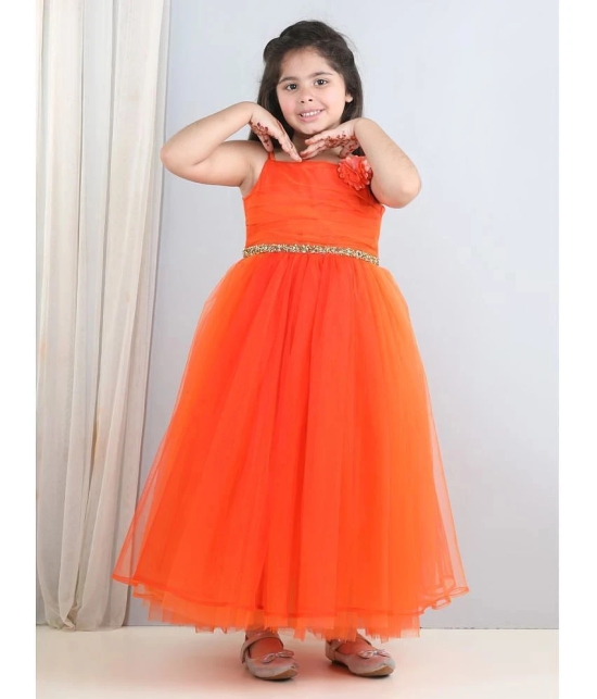 Toy Balloon Kids Orange Net Girls Fit And Flare Dress ( Pack of 1 ) - None