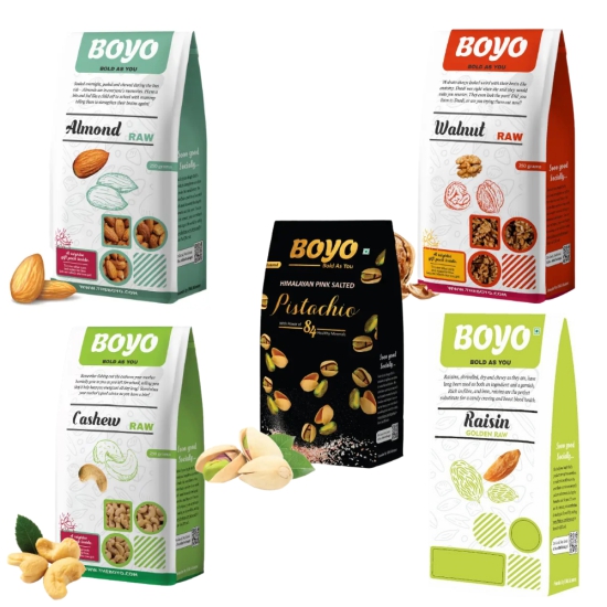 Premium Nuts Combo Pack  1200g  -  Raw  Cashews  250g,  Raw  Almond  250g,  Raw  Walnut  250g,  Raw  Raisin  250g ,  Roasted  Pistachio  200g