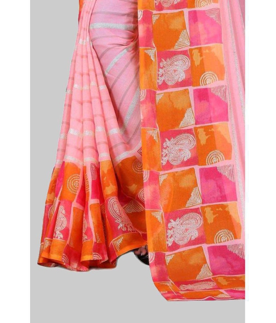 Bhuwal Fashion - Pink Chiffon Saree With Blouse Piece ( Pack of 1 ) - Pink