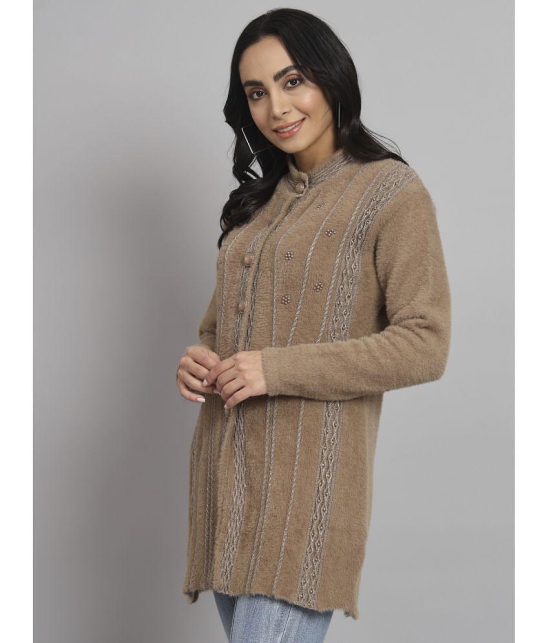 eWools.in Woollen Round Neck Women's Buttoned Cardigans - Brown ( ) - None