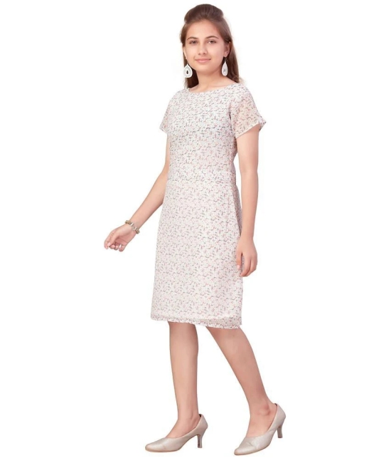 Aarika White Georgette Girls A-line Dress ( Pack of 1 ) - None