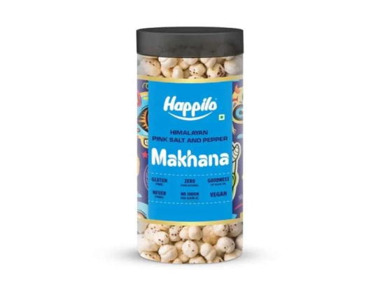 Happilo Makhana Pink Salt & Pepper In Olive Oil Jar 80g