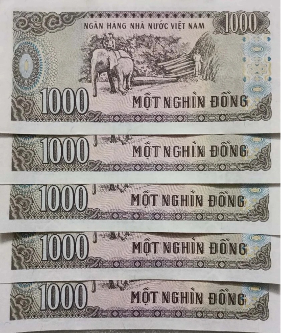 Hop n Shop - Vietnam 1000 Dong Serial 5 Gem UNC 5 Paper currency & Bank notes