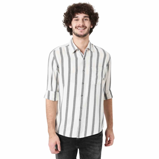 Black & Grey Awning Stripe Slim Fit Casual Shirt