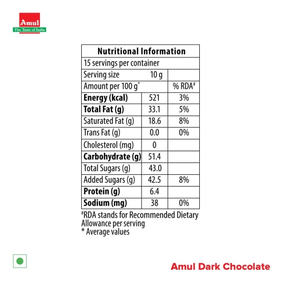 AMUL DARK CHOCOLATE 150G PACK