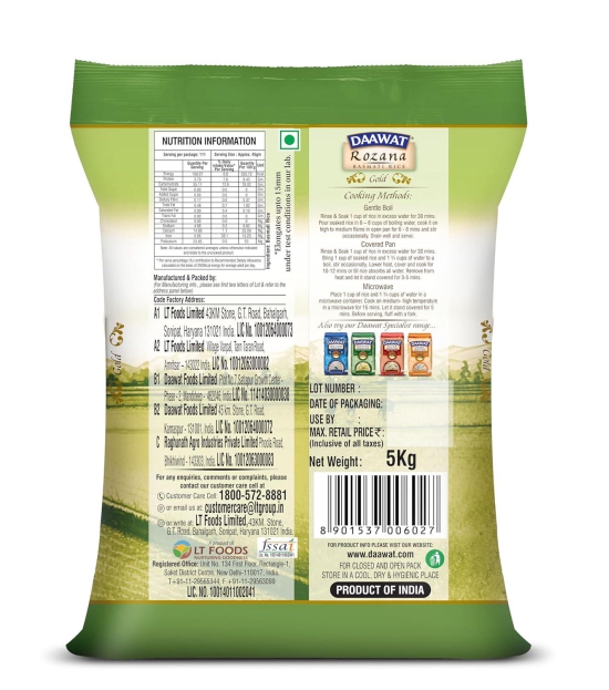 Daawat Rozana Gold Basmati Rice 1kg