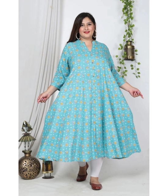 Swasti Cotton Blend Printed A-line Womens Kurti - Blue ( Pack of 1 ) - None