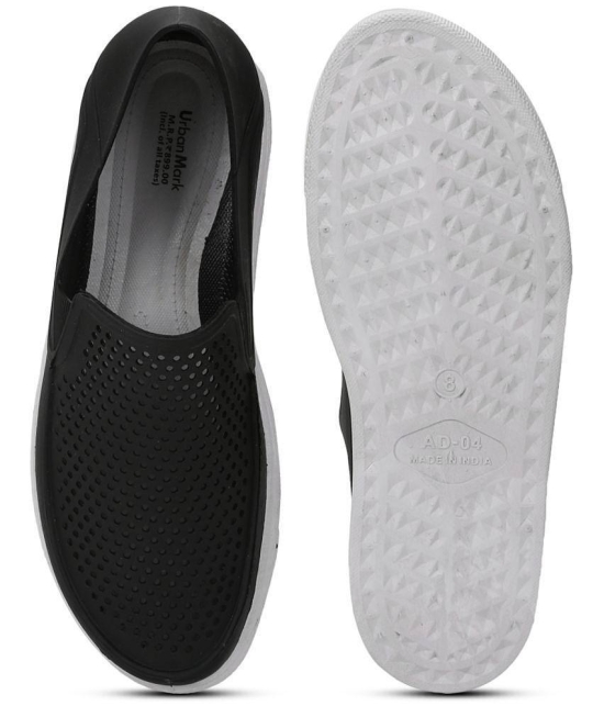 UrbanMark Men Comfortable Perforated Casual Slip-On Shoes - Black - None