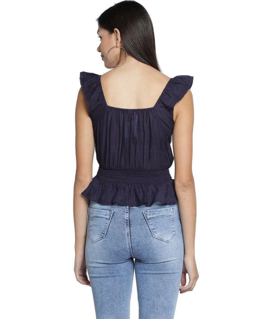 NUEVOSDAMAS - Cotton Blue Womens Peplum Top ( Pack of 1 ) - None