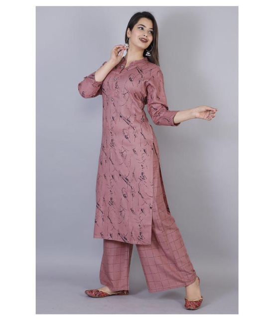 JC4U - Mauve Straight Rayon Women''s Stitched Salwar Suit ( Pack of 1 ) - L