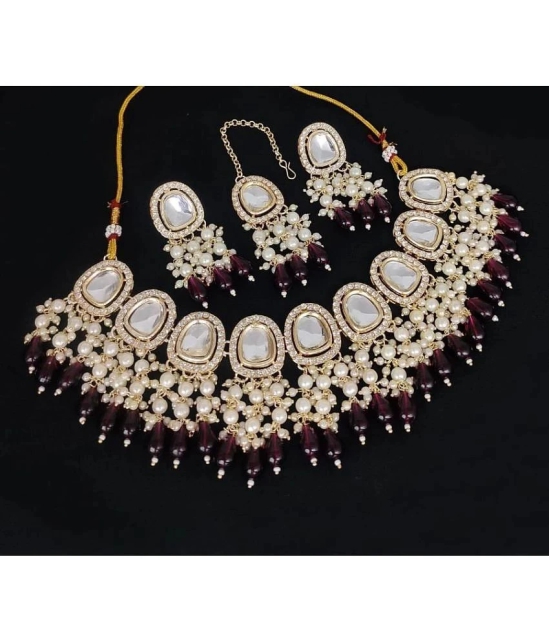 Padmavati Bangles Maroon Alloy Necklace Set ( Pack of 1 ) - Maroon