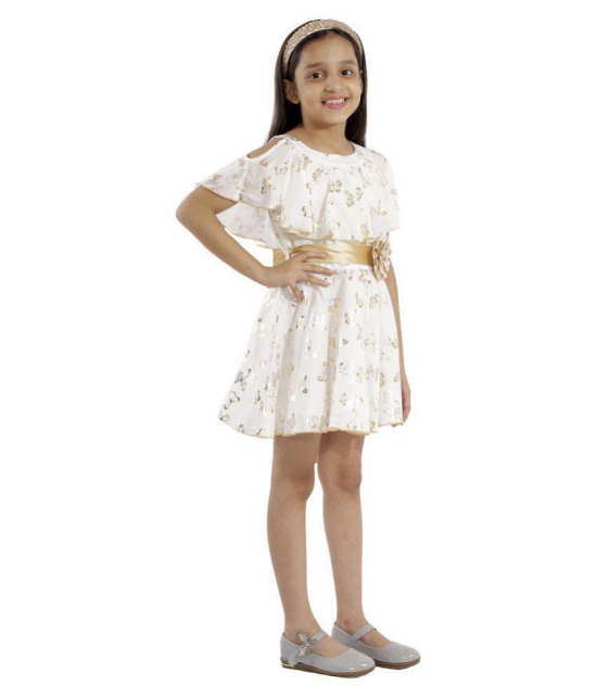 Kids Cave - White Cotton Girl's A-line Dress ( Pack of 1 ) - None