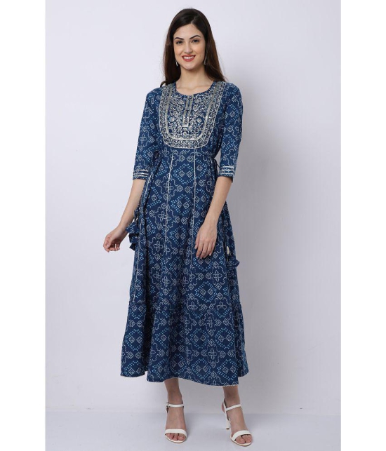 Rajnandini - Blue 100% Cotton Women's Anarkali Kurti ( Pack of 1 ) - None