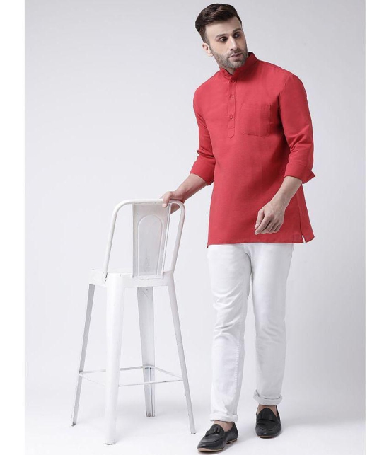 KLOSET By RIAG - Red Cotton Men's Shirt Style Kurta ( Pack of 1 ) - None