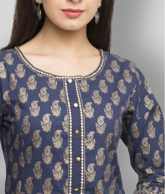 Yash Gallery - Blue Cotton Women's Flared Kurti ( Pack of 1 ) - 3XL