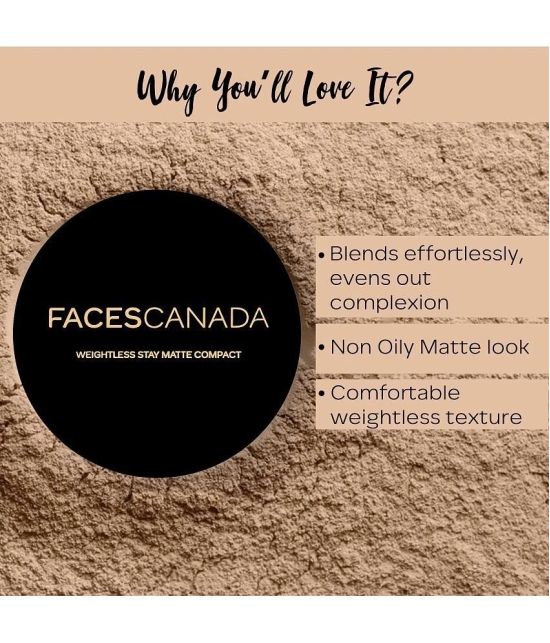 FACES CANADA Weightless Stay Matte Finish Compact Powder-Ivory,9g |Pressed Powder For All Skin Types