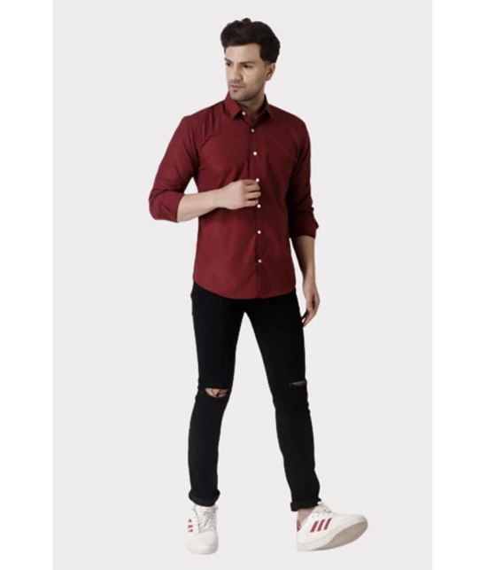 Springberry - 100% Cotton Slim Fit Maroon Mens Casual Shirt ( Pack of 1 ) - None