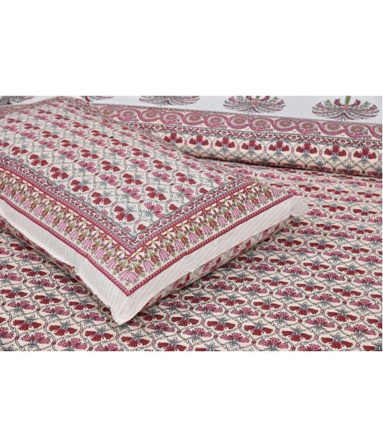 Uniqchoice - Pink Cotton Double Bedsheet with 2 Pillow Covers - Pink