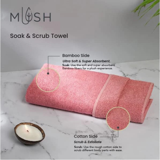 Mush Duo - One Side Soft Bamboo Other Side Rough Cotton - Special Dual Textured Towel for Gentle Cleanse  Exfoliation 1 Coral Orange-Mush Duo - One Side Soft Bamboo Other Side Rough Cotton - Spec