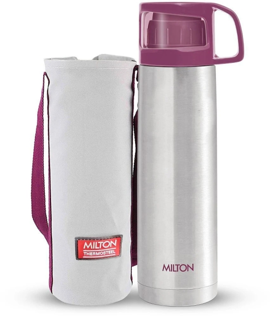 Milton Glassy 750 Thermosteel 24 Hours Hot and Cold Water Bottle with Drinking Cup Lid, 750 ml, Pink - Pink