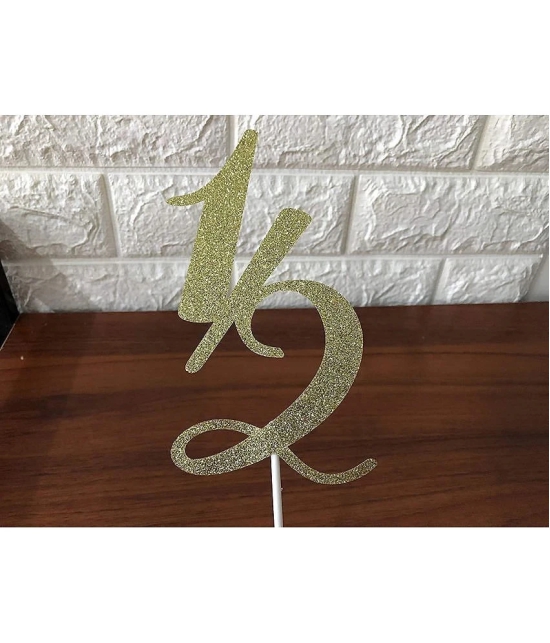 Zyozi® Half Birthday Cake Topper 6 Month Cake Topper- Gold Glitter, Half Birthday Decorations, Half Year Old Cake Toppers, Half Birthday Cake Toppers Decorations - Gold