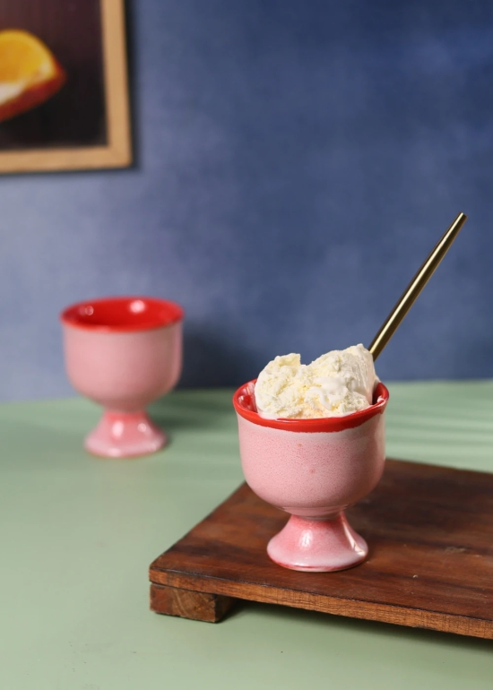 Pink Ice Cream Goblet-Set of four